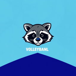 A volleyball t-shirt design featuring the team called 'Night Raccoons', showcasing only the head of a cute raccoon mascot prominently at the center of the shirt