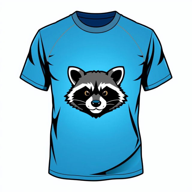 A volleyball t-shirt design featuring the team 'Night Raccoons', displaying only the head of a charming raccoon mascot at the center