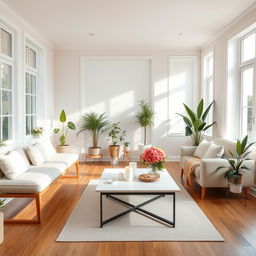 A serene and inviting interior of a light living room, showcasing a soft, cushioned bench alongside a stylish and comfortable sofa, designed for relaxation