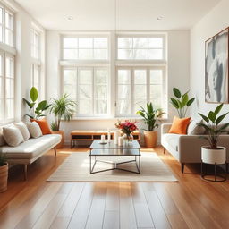 A serene and inviting interior of a light living room, showcasing a soft, cushioned bench alongside a stylish and comfortable sofa, designed for relaxation