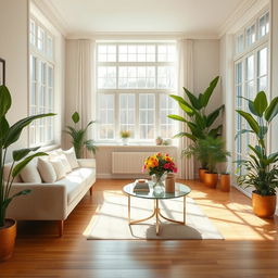 A beautifully designed interior of a light living room featuring a soft, inviting bench and a cozy sofa