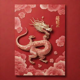 Aesthetically pleasing Chinese New Year design featuring red packets and a dragon, blended with a Valentine's Day theme