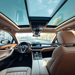 A luxurious interior of a BMW i7, showcasing sleek, high-tech design elements