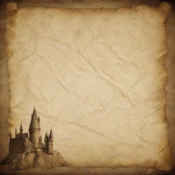 A vintage Harry Potter themed background resembling crumpled parchment paper, suitable for a PowerPoint presentation. It includes elements such as Hogwarts Castle, the Golden Snitch, and magic wands.