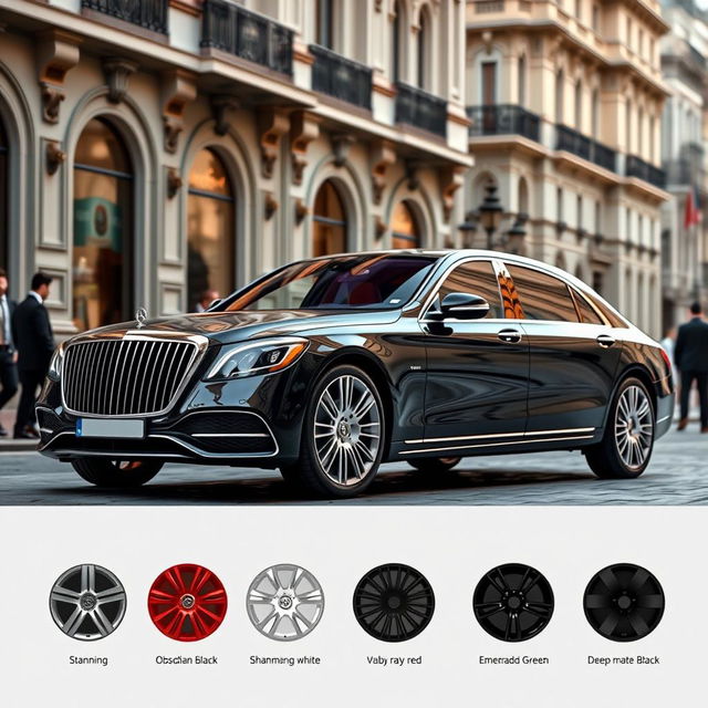 A luxurious Mercedes Maybach vehicle, featuring its iconic, opulent design and exquisite craftsmanship