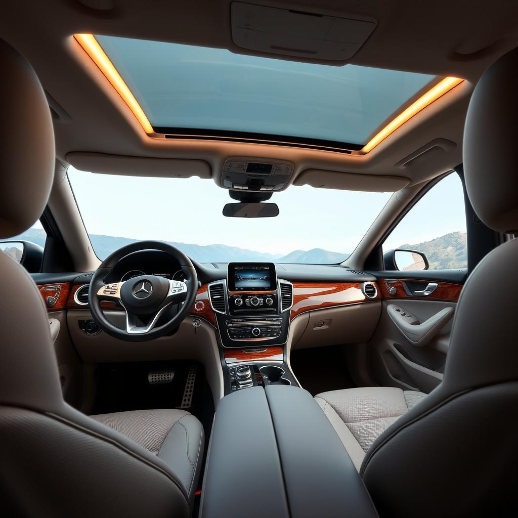 The interior of a luxurious Mercedes Benz GLE, showcasing its elegant and modern design