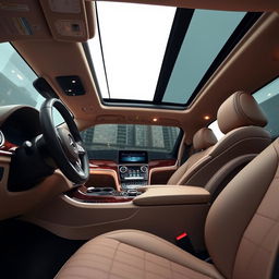 The interior of a luxurious Mercedes Benz GLE, showcasing its elegant and modern design