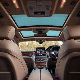 The interior of a luxurious Mercedes Benz GLE, showcasing its elegant and modern design