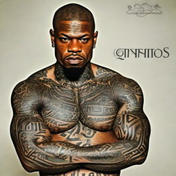 A distinguished black man with intricate tattoos, his name 'Santos 2-KINGs' prominently visible.