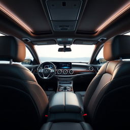 The luxurious interior of a Mercedes Benz CLE, highlighting the premium leather upholstery throughout the cabin