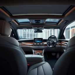 The interior of a Mercedes Benz CLE, showcasing a blend of modern elegance and advanced technology