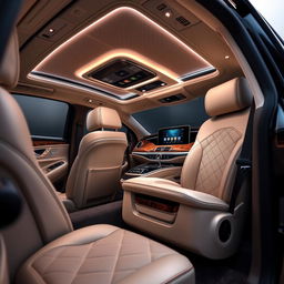 The opulent interior of a Mercedes Maybach, showcasing unparalleled luxury and sophistication