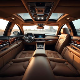 The opulent interior of a Mercedes Maybach, showcasing unparalleled luxury and sophistication