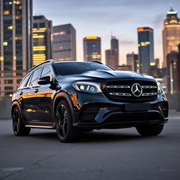 A stunning black Mercedes GLE, parked in an urban setting that highlights its commanding presence