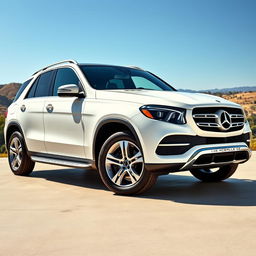 A pristine white Mercedes GLE, prominently displayed in an elegant environment that highlights its luxurious appeal