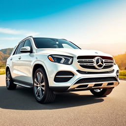 A pristine white Mercedes GLE, prominently displayed in an elegant environment that highlights its luxurious appeal