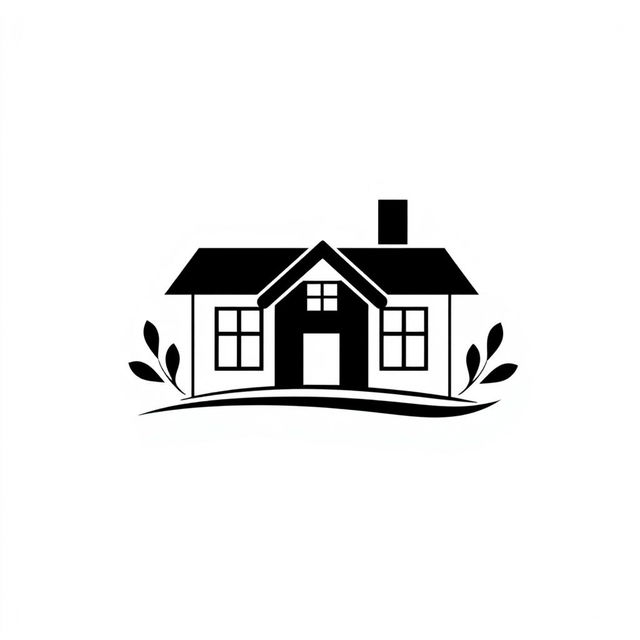 A sleek, modern black and white logo featuring a stylized house in the center