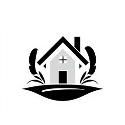 A sleek, modern black and white logo featuring a stylized house in the center