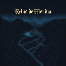 A dark-themed fantasy map depicting a mythical kingdom at night