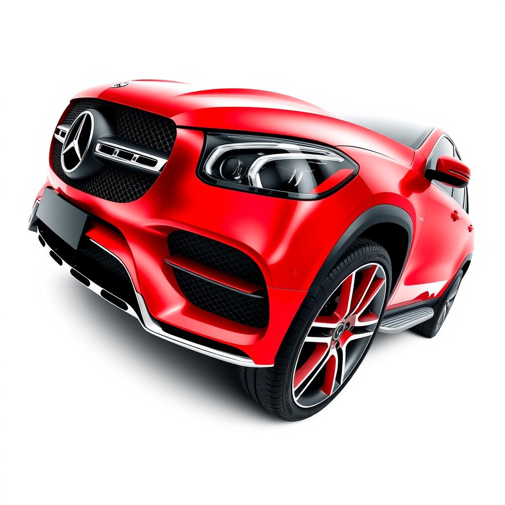 A stunning close-up of a red Mercedes GLE, showcasing its dynamic and sleek design