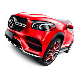 A stunning close-up of a red Mercedes GLE, showcasing its dynamic and sleek design