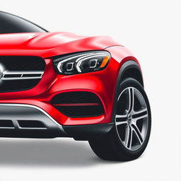 A stunning close-up of a red Mercedes GLE, showcasing its dynamic and sleek design