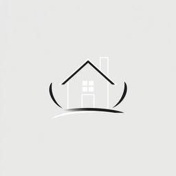 A sleek, modern black and white logo featuring a stylized house in the center