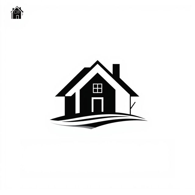 A sleek, modern black and white logo featuring a stylized house in the center