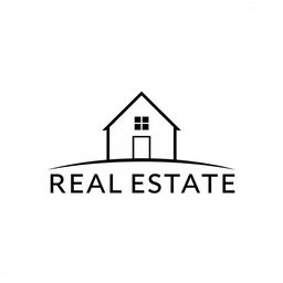 A sleek, modern black and white logo featuring a stylized house prominently in the center, set against a white background