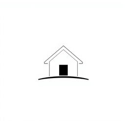 A modern black and white logo featuring a stylized house prominently in the center, set against a white background