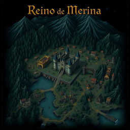 A dark fantasy map titled 'Reino de Merina'