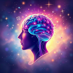 A captivating illustration capturing the essence of understanding the power of the human mind, featuring a side profile of a human head with a glowing, intricate brain design