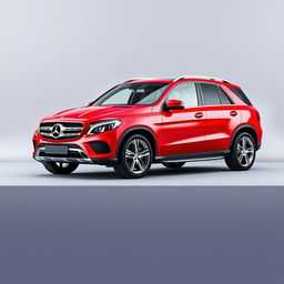 A striking red Mercedes GLE SUV parked elegantly against a soft grey background, showcasing its sleek lines and modern design