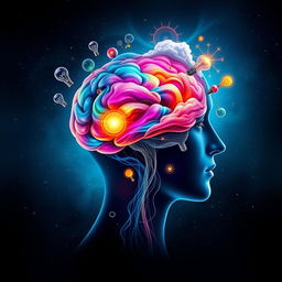 An insightful and captivating visualization representing the power of the human mind, featuring a detailed side profile of a human head