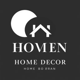 A stylish logo design for a modern home decor brand, featuring elegant black and white tones