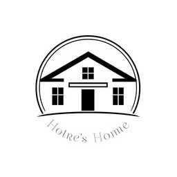 A black and white logo featuring a prominently placed house in the center