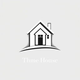 A black and white logo featuring a prominently placed house in the center