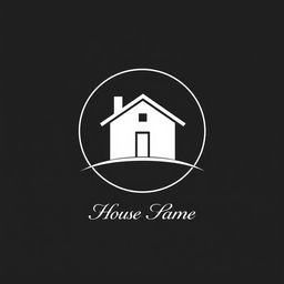 A black and white logo featuring a prominently placed house in the center