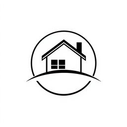 A stylish black and white logo featuring a modern home design