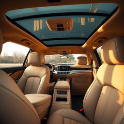 The luxurious interior of a gold Mercedes GLE, featuring elegant beige leather upholstery that provides a warm and inviting atmosphere