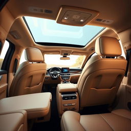 The luxurious interior of a Mercedes GLE, featuring sumptuous beige leather upholstery that exudes elegance and comfort