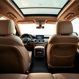 The luxurious interior of a Mercedes GLE, featuring sumptuous beige leather upholstery that exudes elegance and comfort