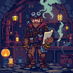 A Human Engineer character portrayed in a vibrant pixel art style with a classic 8-bit aesthetic