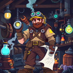 A Human Engineer character illustrated in a vibrant pixel art style, featuring a classic 8-bit aesthetic