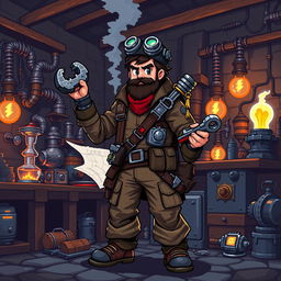 A Human Engineer character illustrated in a vibrant pixel art style, featuring a classic 8-bit aesthetic