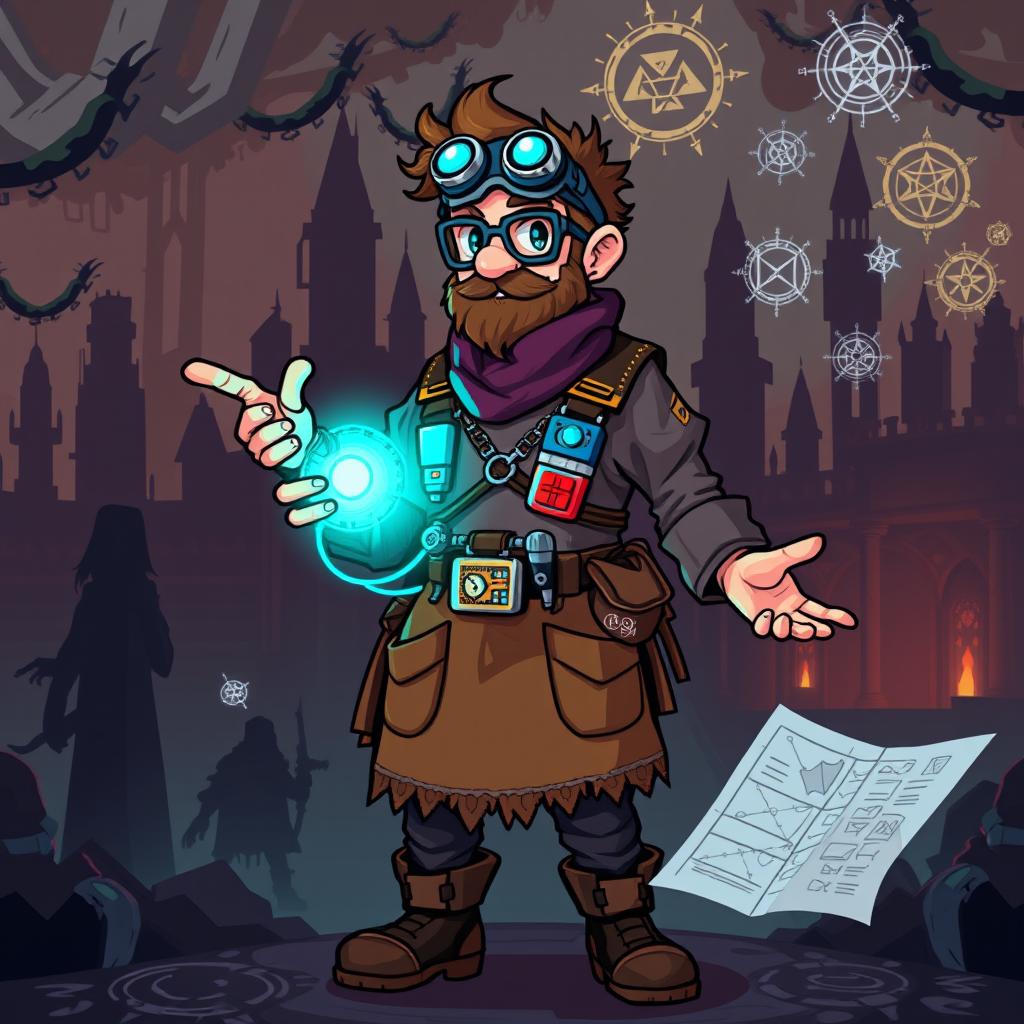 A Human Inventor character depicted in a vibrant pixel art style, showcasing a classic 8-bit aesthetic