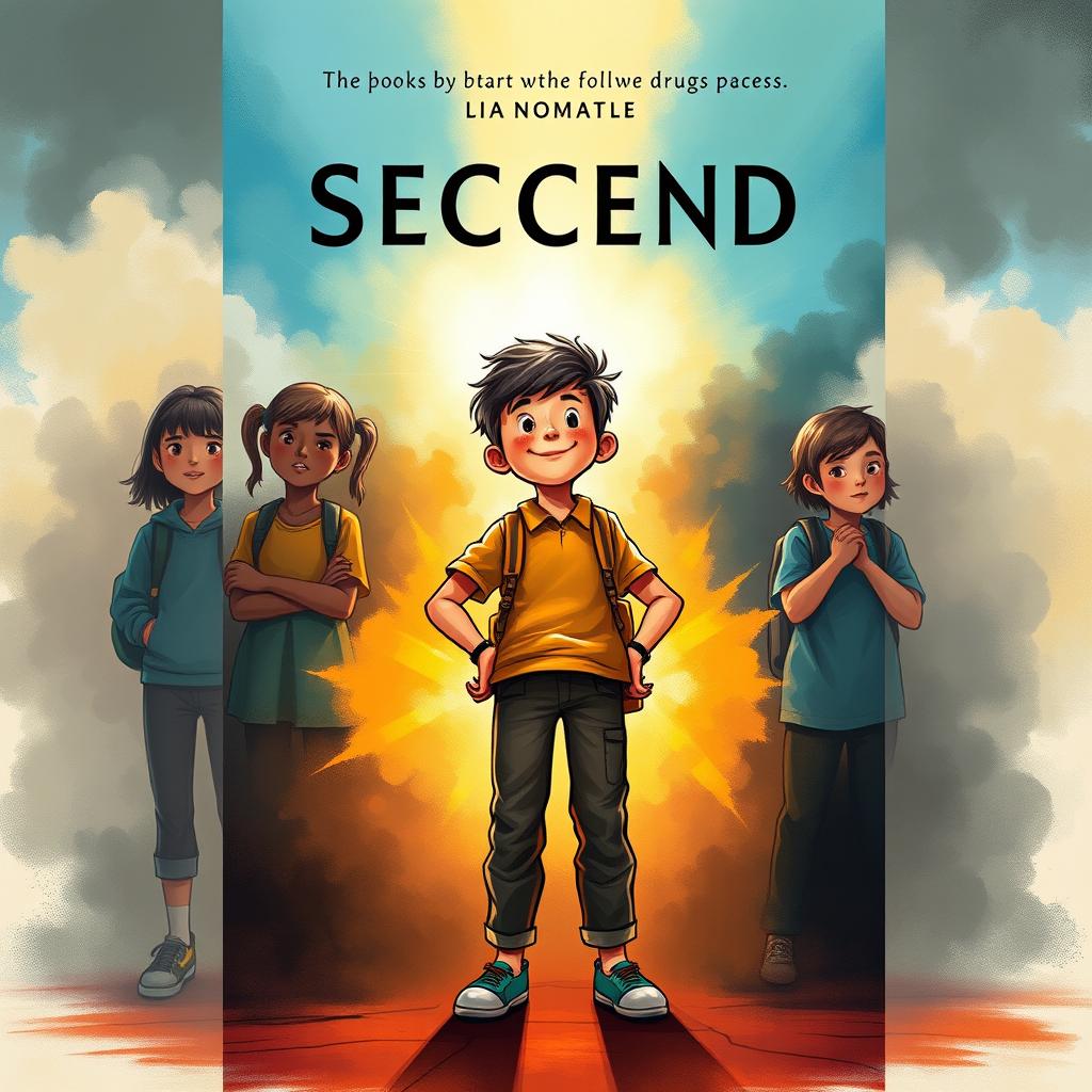 An evocative book cover illustration depicting a motivated child standing confidently in the foreground, radiating ambition and determination to succeed