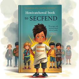 An evocative book cover illustration depicting a motivated child standing confidently in the foreground, radiating ambition and determination to succeed