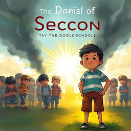 An evocative book cover illustration depicting a motivated child standing confidently in the foreground, radiating ambition and determination to succeed