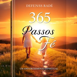 A book cover design for '365 Passos de Fé - Um Ano de Crescimento Espiritual', illustrating a heartwarming scene of walking alongside God